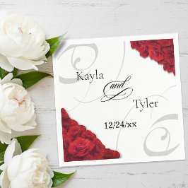 Swirly Red Roses bruiloft servet