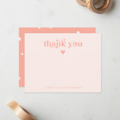 Swirly Retro Dank je hart Blush Roze Notitiekaartje (Voorkant / Achterkant in situ)