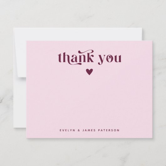 Swirly Retro Dank je hart Cranberry Notitiekaartje (Voorkant)