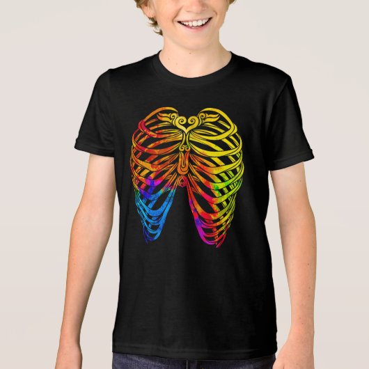 Swirly Ribcage (kleur) Tri-Blend Shirt (Voorkant)