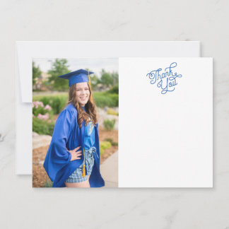 Swirly Script Dank u Afstuderen fotokaart Bedankkaart