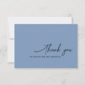 Swirly Script Moody Blue Wedding Dank je kaart (Voorkant)