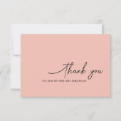 Swirly Script Romantisch Roze Bruiloft Dank u Kaar Bedankkaart (Voorkant)