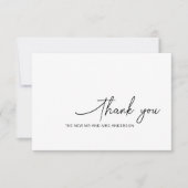 Swirly Script Zwart Wit Bruiloft Dank u Kaart (Voorkant)