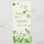 Swirly shamrock in een weide Bruiloft Menu Rack ka (Voorkant)