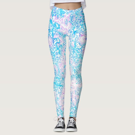 Swirly Trippy Groovy Hippie Boho Funky Marble Leggings (Voorkant)
