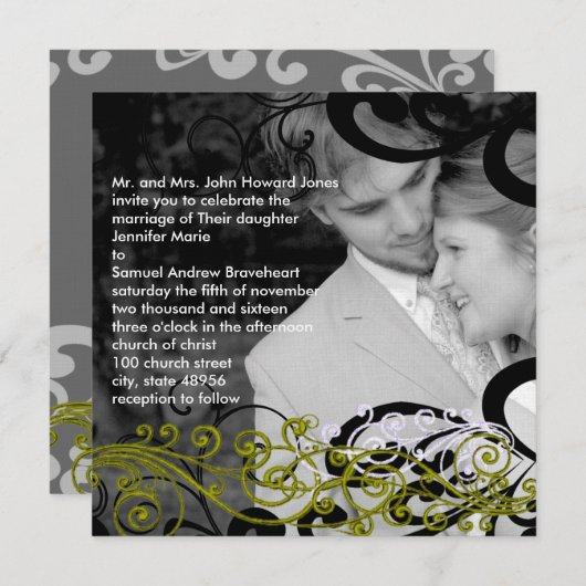 Swirly uw foto bruiloft uitnodiging (Voorkant / Achterkant)