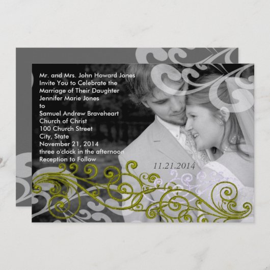 Swirly uw foto bruiloft uitnodiging (Voorkant / Achterkant)