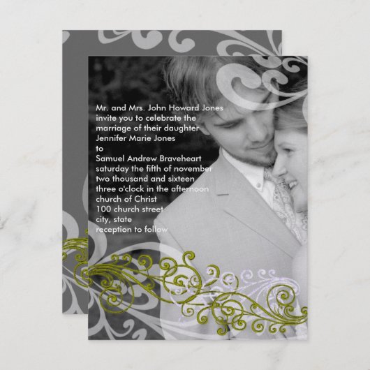 Swirly uw foto bruiloft uitnodiging (Voorkant / Achterkant)