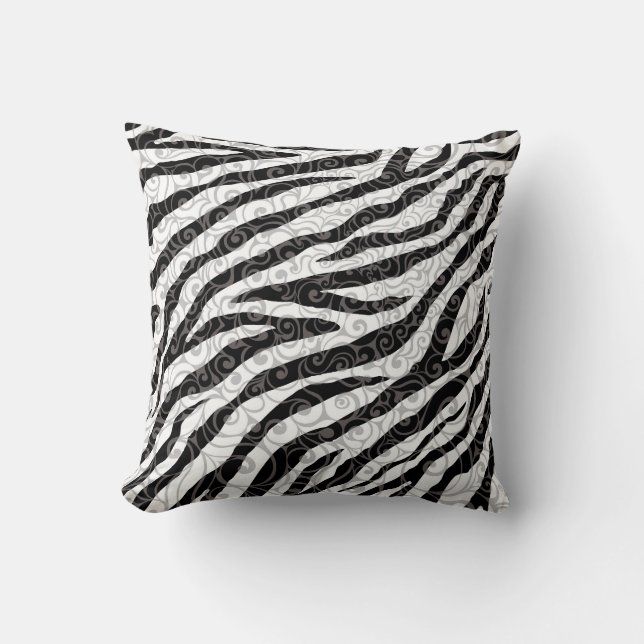 Swirly Zebra-ontwerp Kussen (Voorkant)
