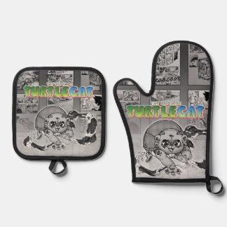 Swish-a-Wash Action Turtlecat Mitt Ovenwant & Pannenlap Set