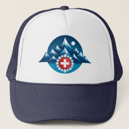 Swiss Alps Illustration Trucker Pet
