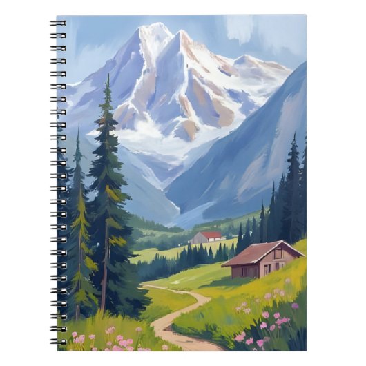 Swiss Alps Mountain Hillside Switzerland Art Notitieboek (Voorkant)