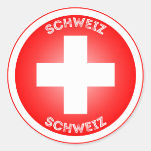 Swiss Cross Schweiz Circle Shape Ronde Sticker