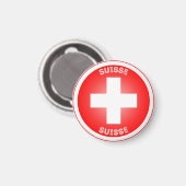 Swiss Cross Suisse Circle Shape Magneet (Voorkant / Achterkant)