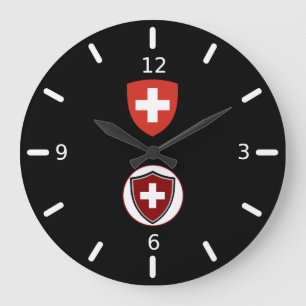 Swiss flag-coat arms large clock grote klok
