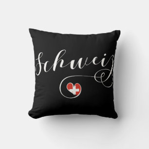 Swiss Flag Heart, Schweiz, Zwitserland Kussen