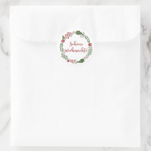 Swiss Merry Kerstmis Wreath, Schöni Wiehnachte Ce Ronde Sticker