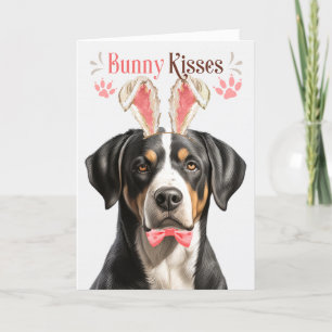 Swiss Mountain Dog Bunny oren voor Pasen Feestdagen Kaart