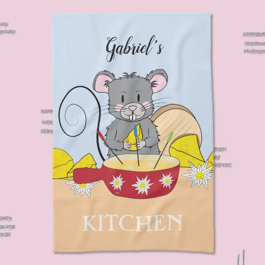 Swiss Mouse Making Fromage Fondue Serviette de cui