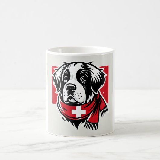 Swiss Saint Bernard Mug with Swiss Flag Scarf (Centre)