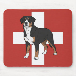 Swissy met Zwitserse vlag muismat