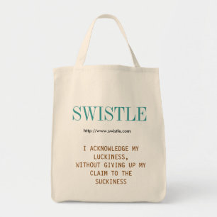 Swistle blog slogan tas, blauw-groen en bruin tote bag