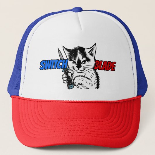 Switchblade Cat Trucker Hat by Phil Elmore Trucker Pet (Voorkant)