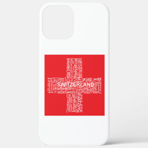 Switzerland Flag Word Cloud iPhone 12 Pro Max Hoesje