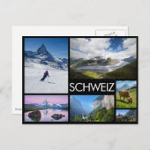 Switzerland multiple image collage black briefkaart (Voorkant / Achterkant)