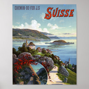 Switzerland Vintage Swiss Tourism Travel Poster