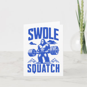 Swole Squatch Gewichtheffen Humor Monochrome Gym Kaart