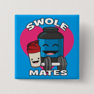 SWOLEMATES Grappige Bodybuilding Eiwit Shake Vierkante Button 5,1 Cm