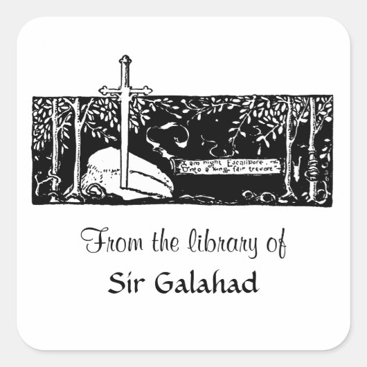 Sword in de steen vierkante sticker (Voorkant)