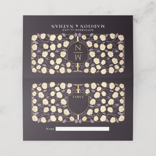 Sword & Shield Medieval Fantasy Monogram Weddensch (Buitenkant ongevouwen)