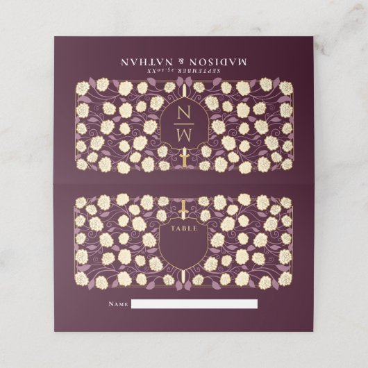 Sword & Shield Medieval Fantasy Monogram Weddensch (Buitenkant ongevouwen)