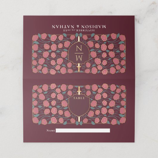 Sword & Shield Medieval Fantasy Monogram Weddensch (Buitenkant ongevouwen)