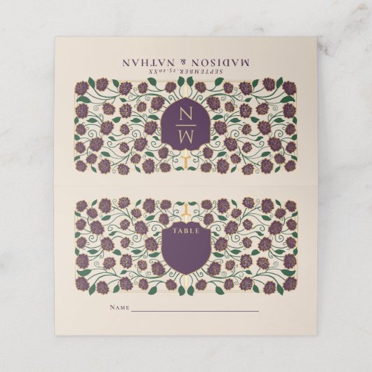 Sword & Shield Medieval Fantasy Monogram Weddensch (Buitenkant ongevouwen)