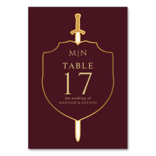 Sword & Shield Medieval Fantasy Monogram Weddensch Kaart