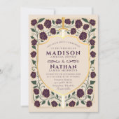 Sword & Shield Medieval Fantasy Monogram Weddensch Kaart (Voorkant)