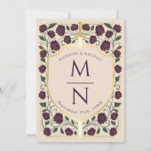 Sword & Shield Medieval Fantasy Monogram Weddensch Kaart (Achterkant)