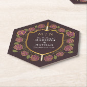 Sword & Shield Medieval Fantasy Monogram Weddensch Kartonnen Onderzetters (Schuin)