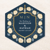 Sword & Shield Medieval Fantasy Monogram Weddensch Kartonnen Onderzetters (Voorkant)