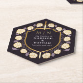 Sword & Shield Medieval Fantasy Monogram Weddensch Kartonnen Onderzetters (Schuin)