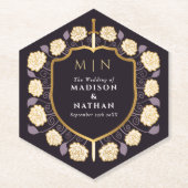 Sword & Shield Medieval Fantasy Monogram Weddensch Kartonnen Onderzetters (Voorkant)