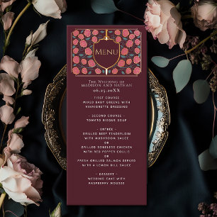 Sword & Shield Medieval Fantasy Monogram Weddensch Menu