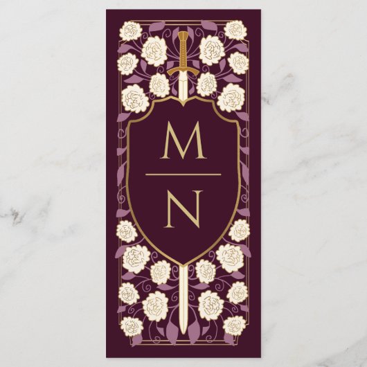 Sword & Shield Medieval Fantasy Monogram Weddensch Menu (Achterkant)