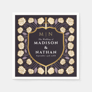 Sword & Shield Medieval Fantasy Monogram Weddensch Servet