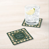 Sword & Shield Medieval Fantasy Monogram Weddensch Vierkante Kartonnen Onderzetter (Insitu)