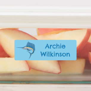 Swordfish zeilvis plezier cartoon gepersonaliseerd labels